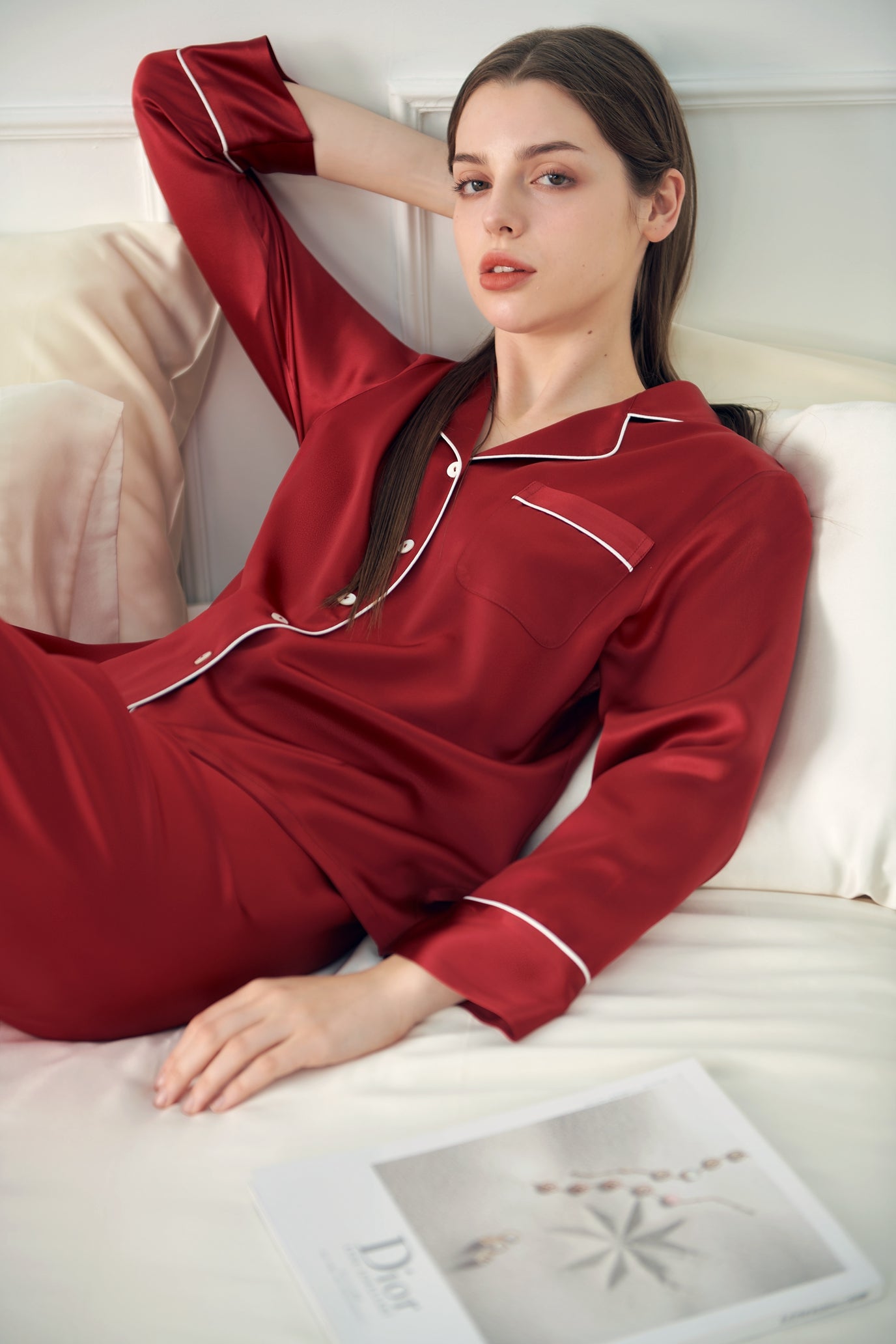 22 Momme Classic Trimmed women Silk Pajamas Set