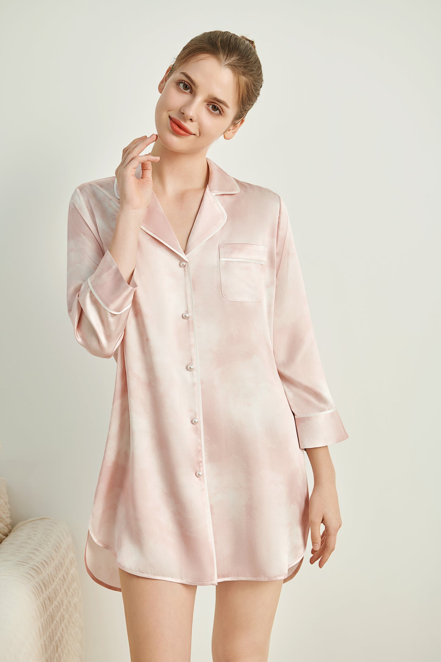 Rose Cloud Silk Nightshirt