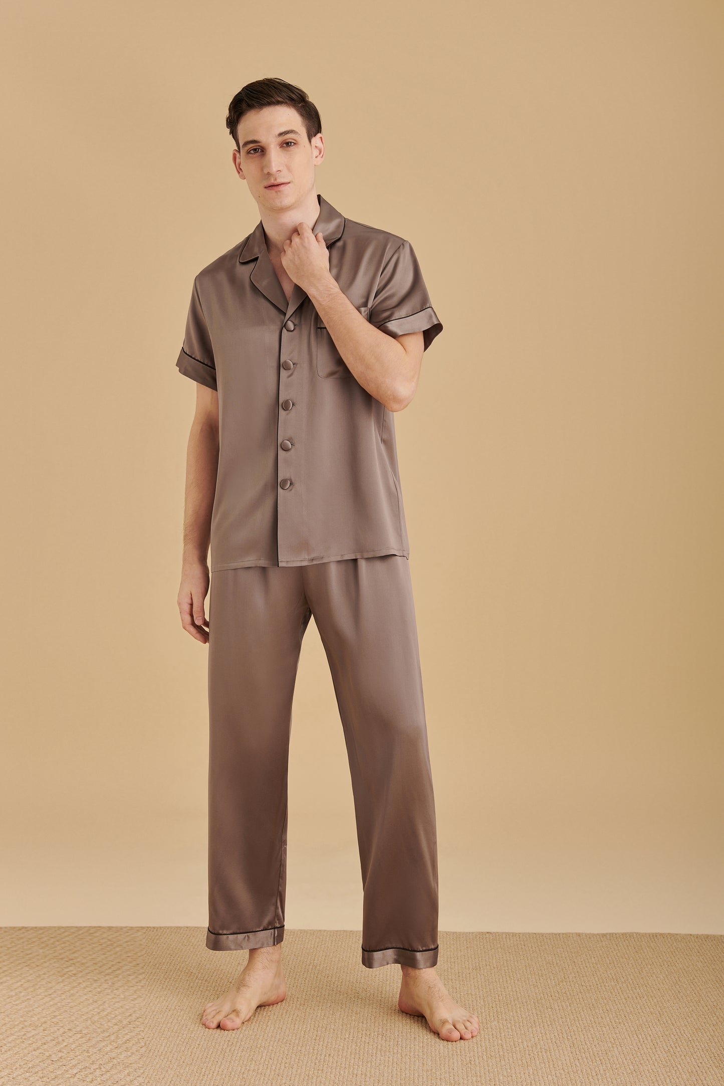 22 Momme Short Sleeves Men Silk Pajama set