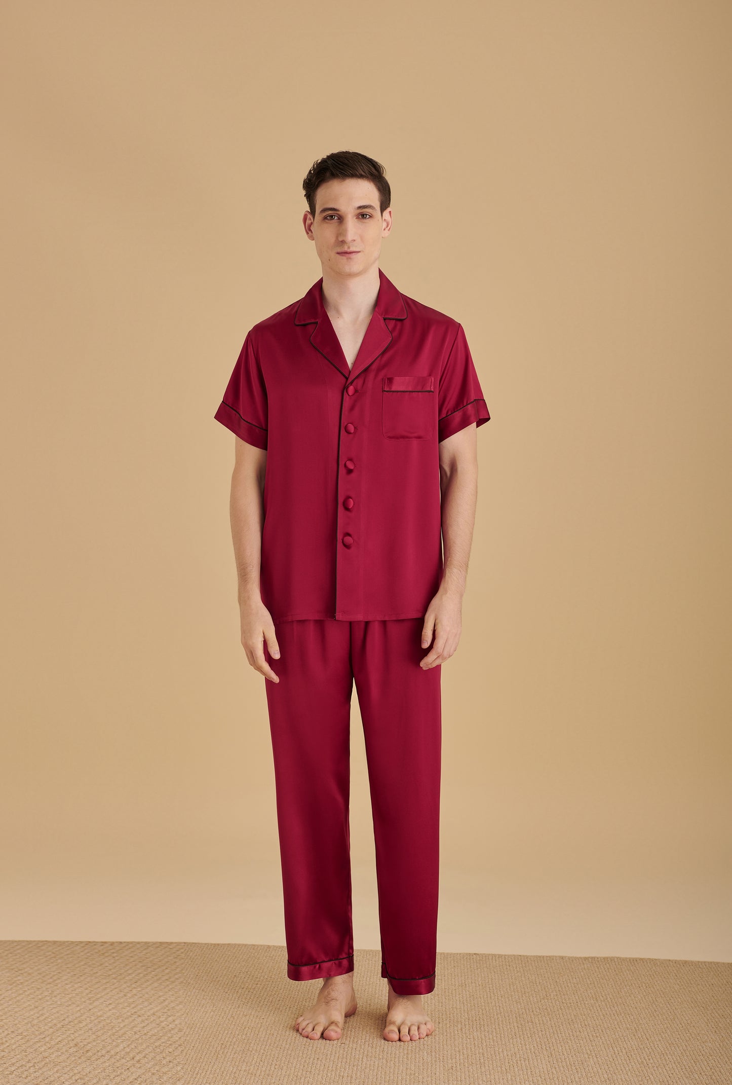 22 Momme Short Sleeves Men Silk Pajama set