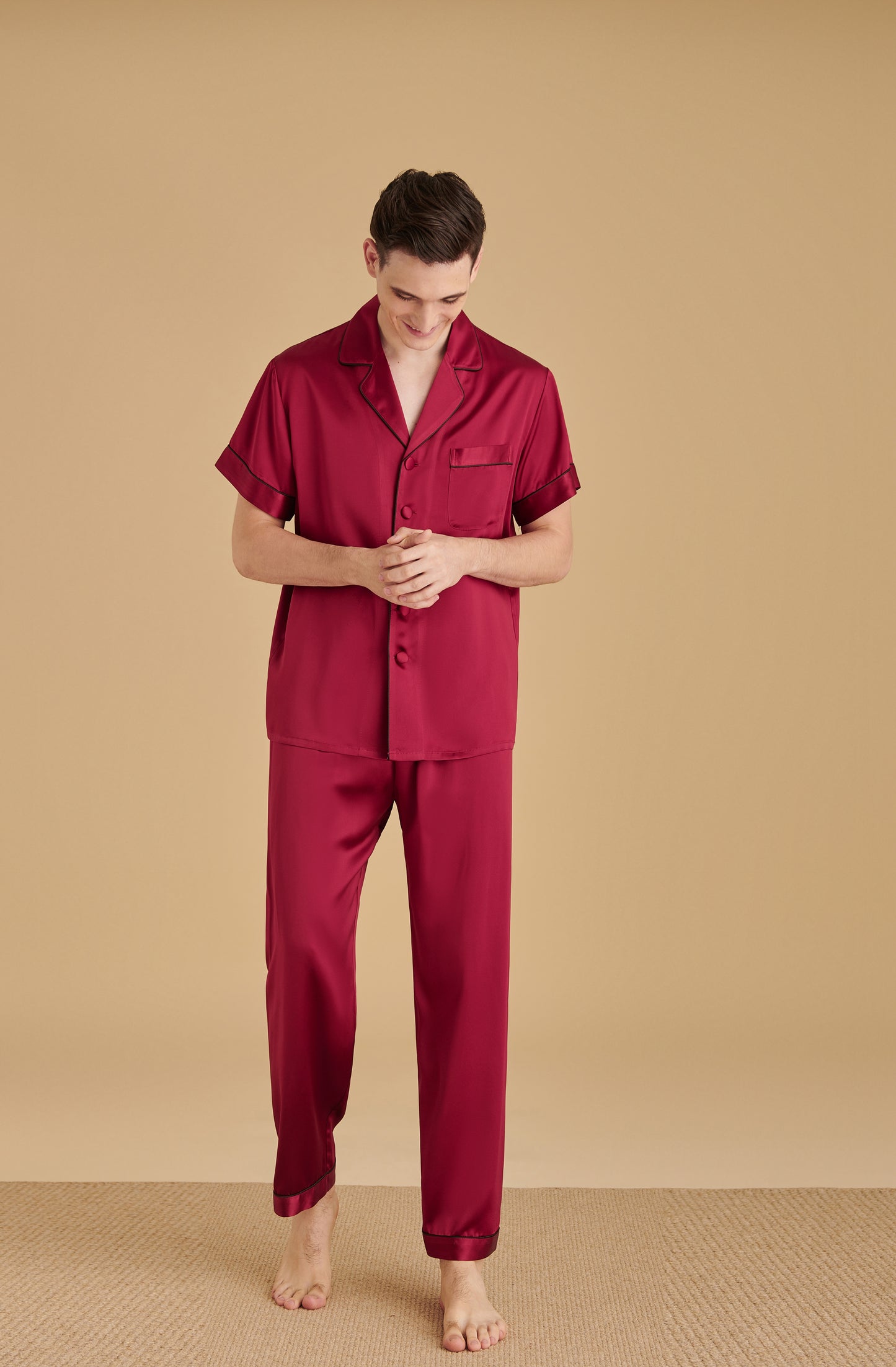 22 Momme Short Sleeves Men Silk Pajama set