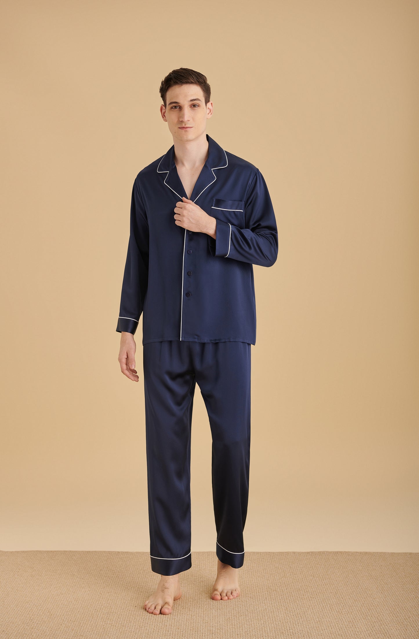 22 Momme Silk Pajamas Set With Lapel Collar