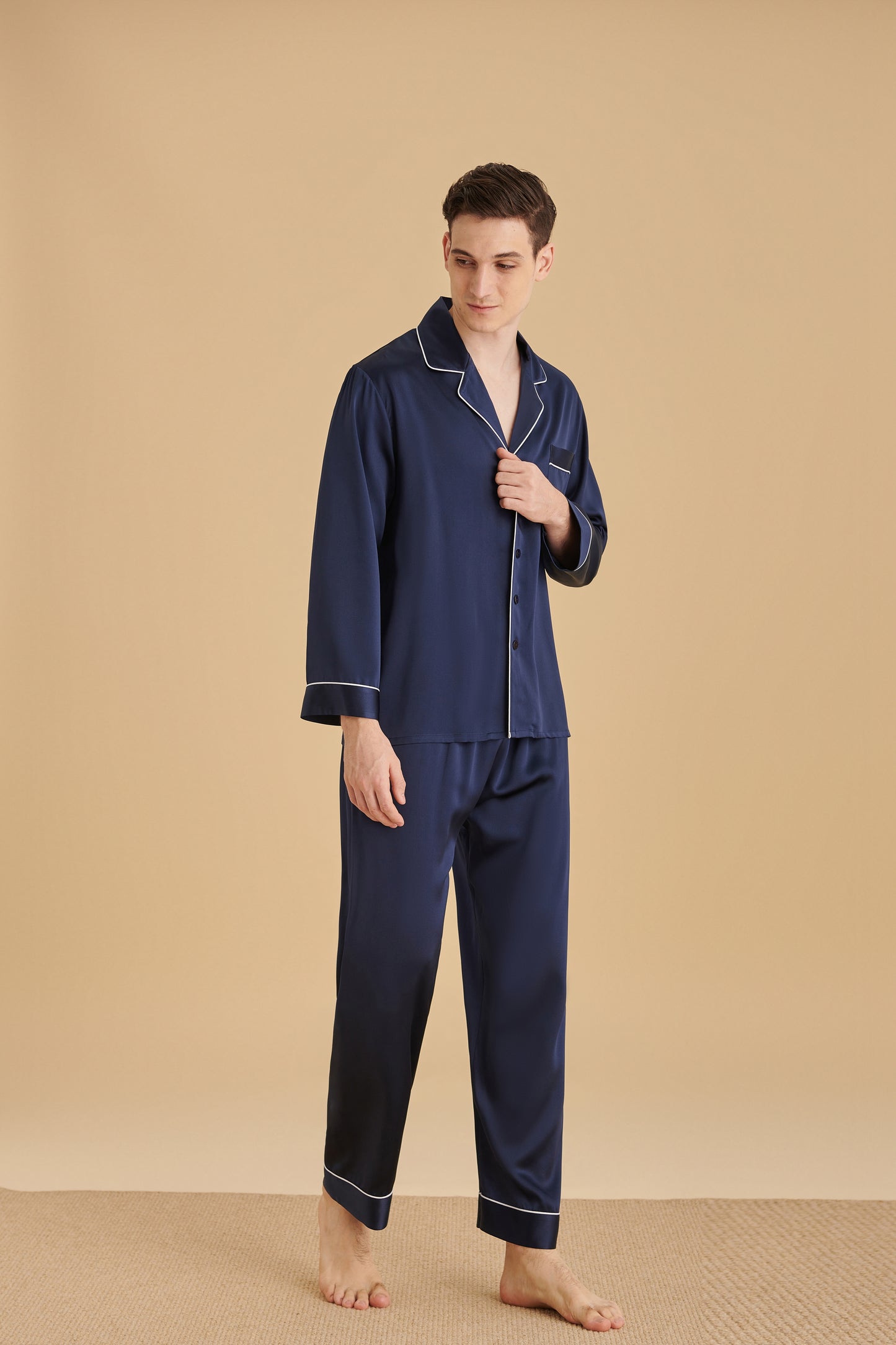 22 Momme Silk Pajamas Set With Lapel Collar